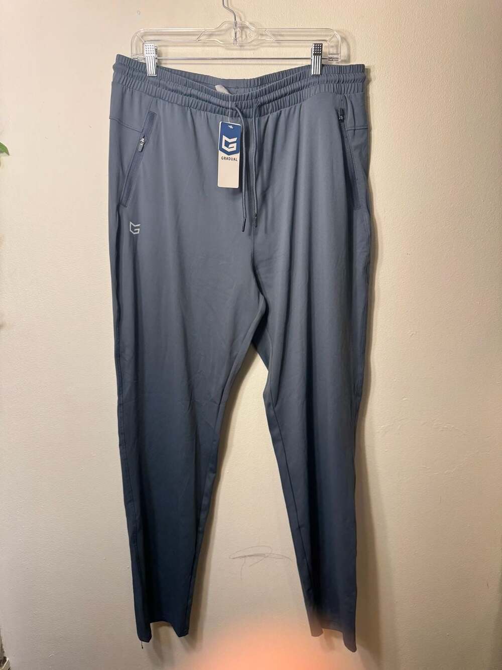 G Gradual Men's Tapered Sweatpants with Zipper Pockets Dusty Blue Size 30XXL